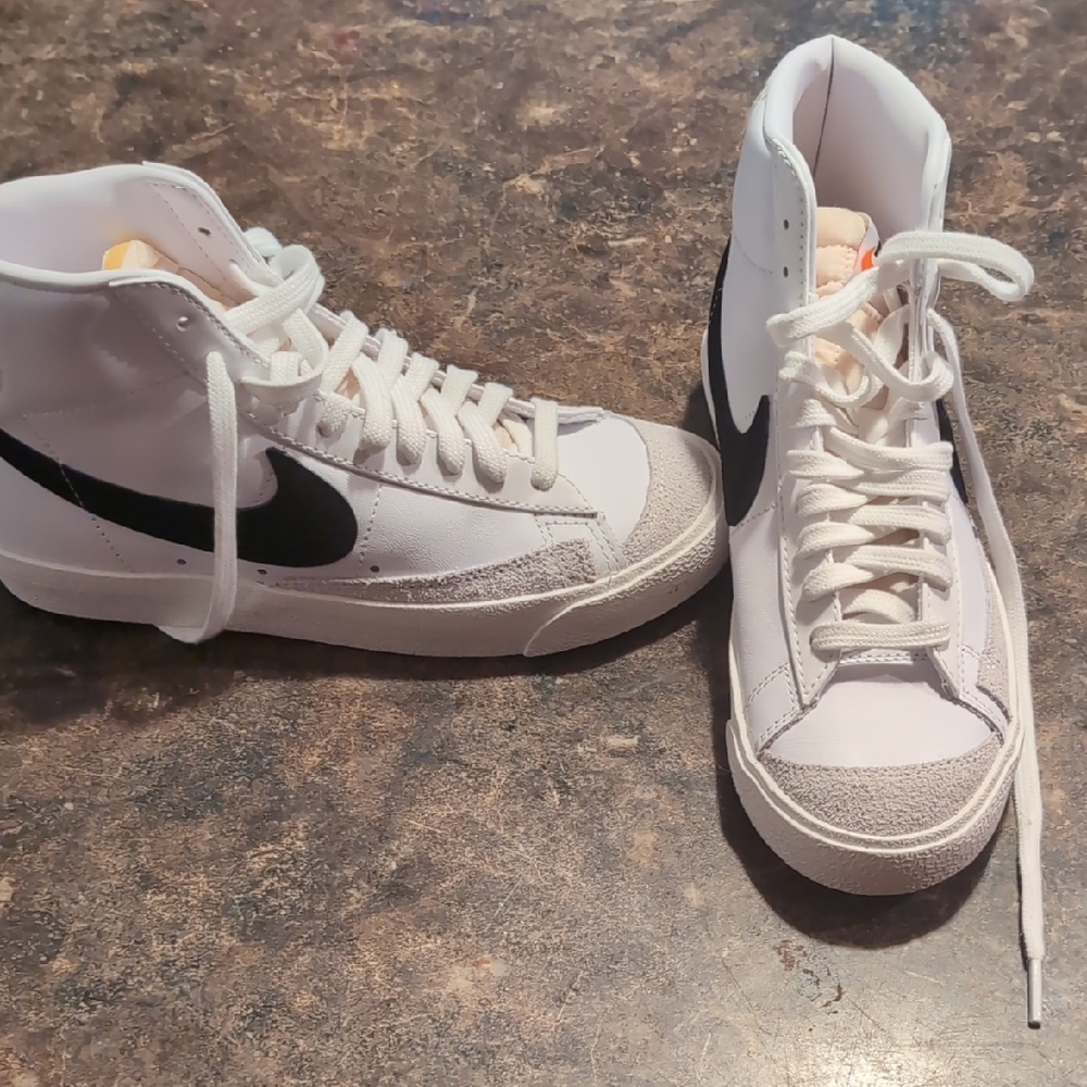 Nike White and Black High-Top Athletic Shoes